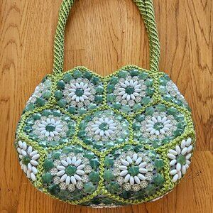 NEW handmade green crochet handbag